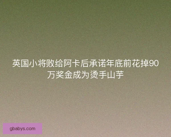 英国小将败给阿卡后承诺年底前花掉90万奖金成为烫手山芋