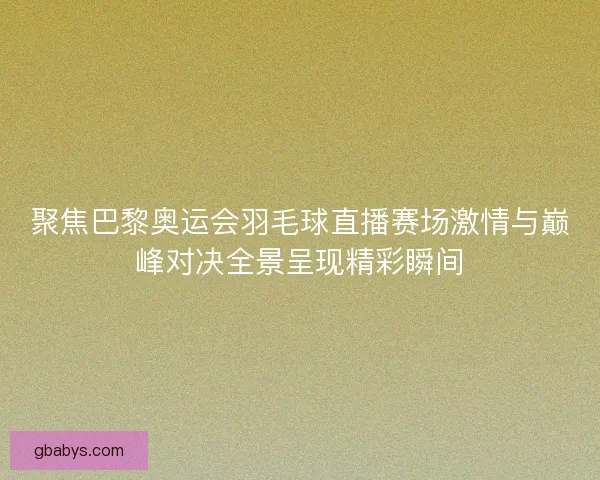 聚焦巴黎奥运会羽毛球直播赛场激情与巅峰对决全景呈现精彩瞬间